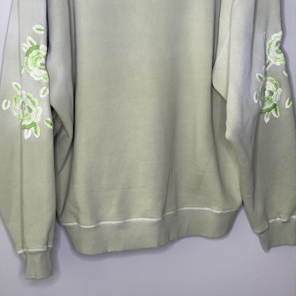 Free People We The Free Ombre Embroidered Oversized Hoodie in Green SIze Large - Picture 7 of 10